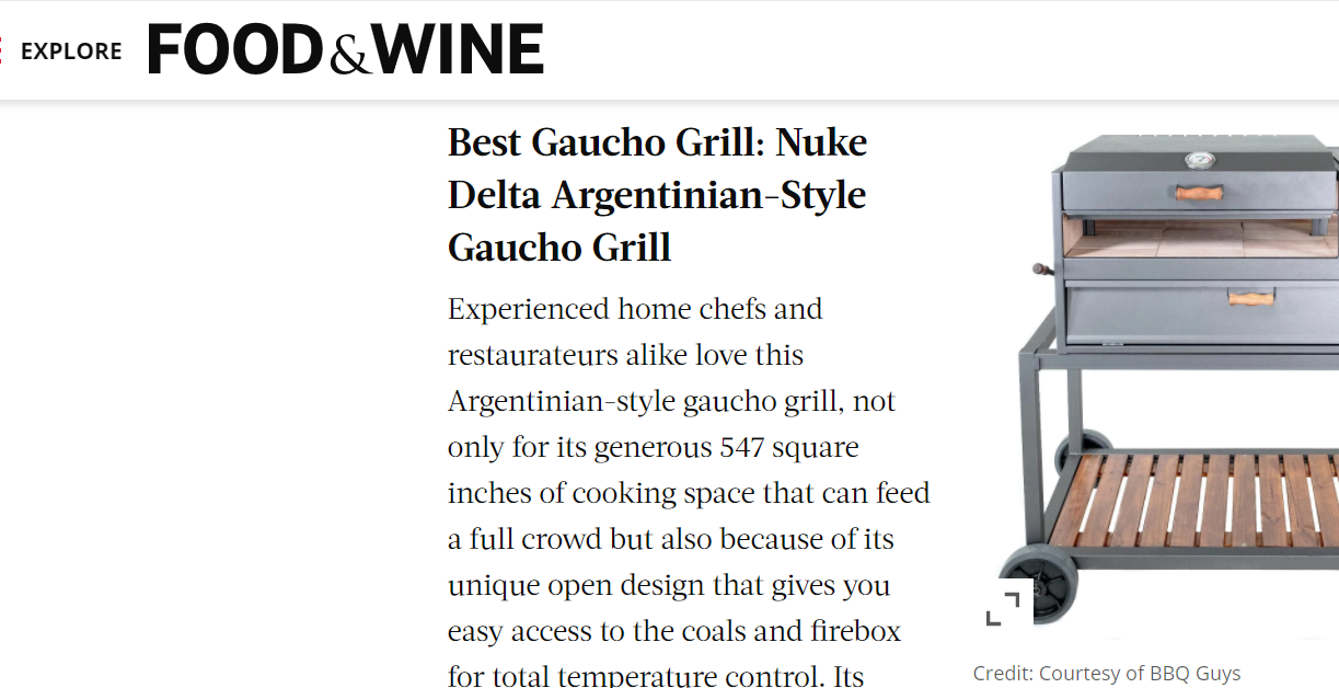 The Delta is Food & Wine Magazine's "Best Gaucho Grill" for Summer