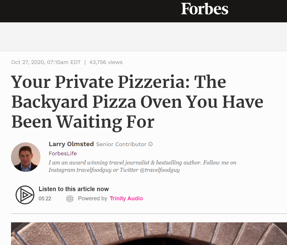 Forbes Declares the Pizzero "The Backyard Pizza Oven You Have Been Waiting For"