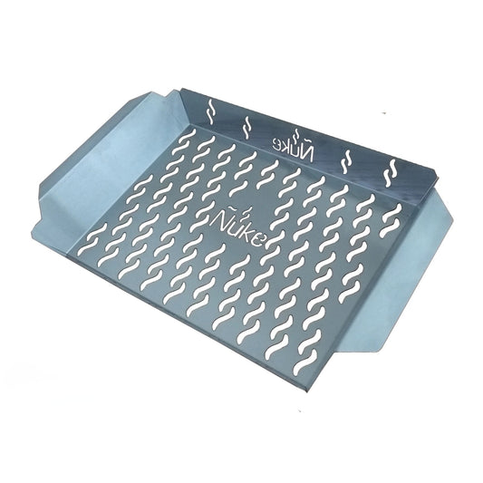 Nuke grill pan with wavy pattern on a white background