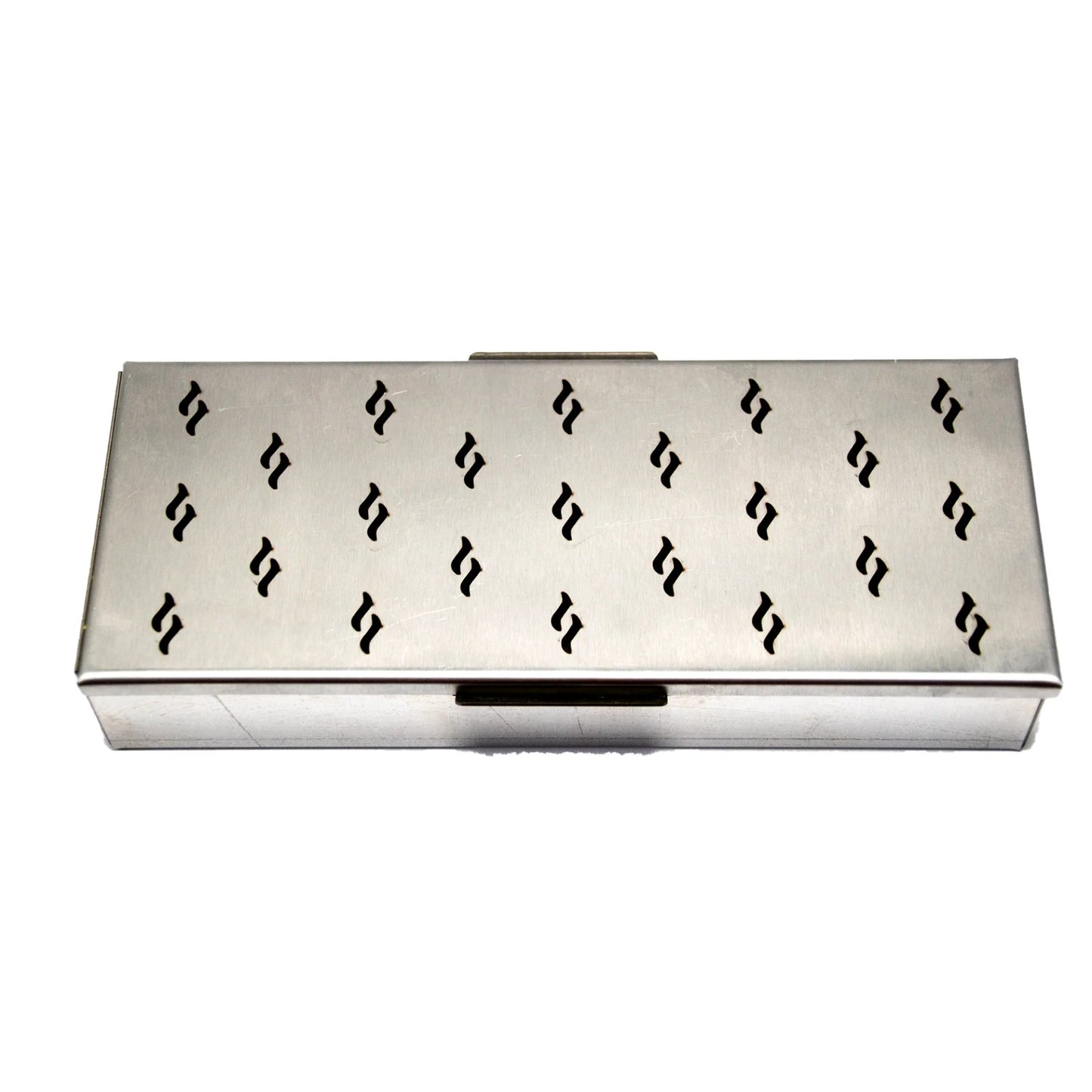 Metallic box with a pattern on a white background