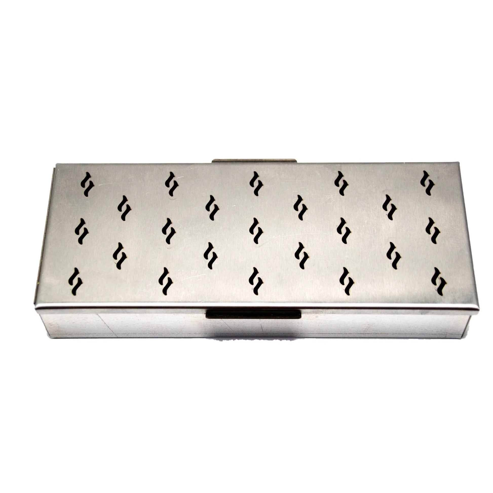 Metallic box with a pattern on a white background